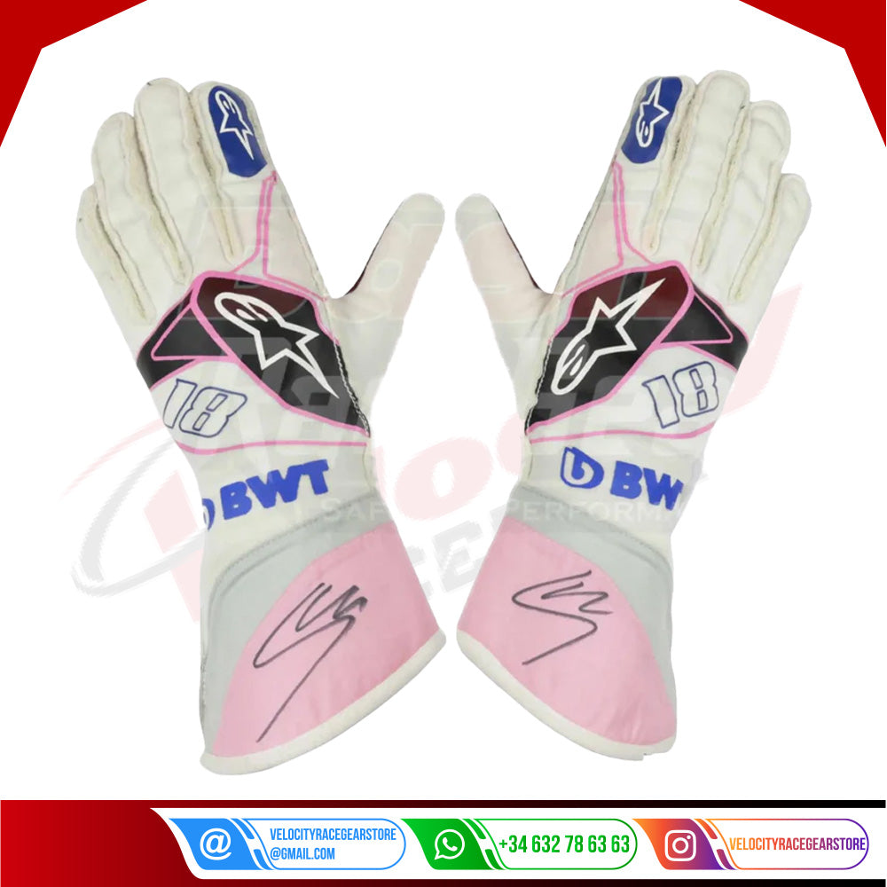 2019 Lance Stroll BWT Race Spec Racing Point F1 Gloves - Velocity Racegear-2019 Lance Stroll BWT Race Spec Racing Point F1 Gloves - Velocity Racegear-F1 Gloves