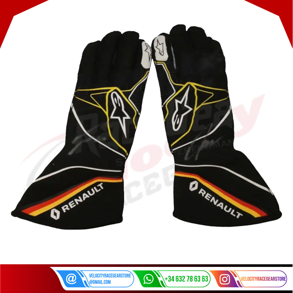 2019 Nico Hulkenberg Renault F1 Race Gloves - Velocity Racegear-2019 Nico Hulkenberg Renault F1 Race Gloves - Velocity Racegear-F1 Gloves