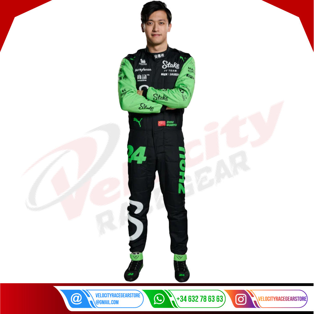 2024 Zhou Guanyu Kick Sauber F1 Team Stake Race Suit - Velocity Racegear-2024 Zhou Guanyu Kick Sauber F1 Team Stake Race Suit KIDS - Velocity Racegear-F1 Racing Suits