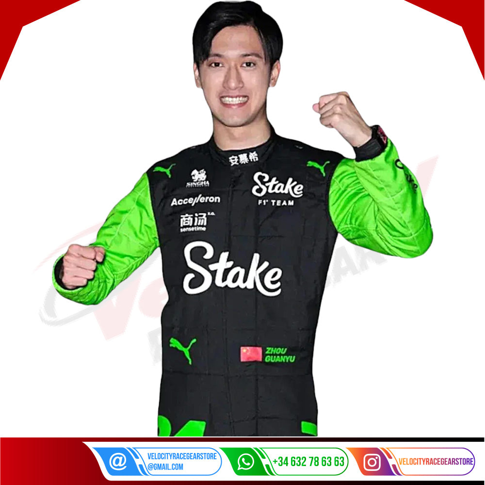 2024 Zhou Guanyu Kick Sauber F1 Team Stake Race Suit - Velocity Racegear-2024 Zhou Guanyu Kick Sauber F1 Team Stake Race Suit KIDS - Velocity Racegear-F1 Racing Suits