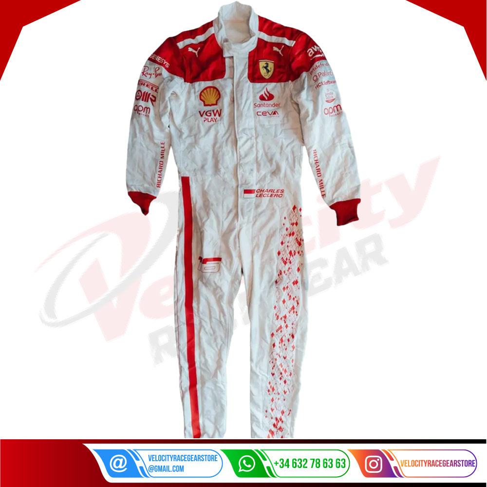 Charles Leclerc Ferrari 2023 F1 Race Suit  - Monaco GP - Velocity Racegear-Charles Leclerc Ferrari 2023 F1 Race Suit KIDS - Monaco GP - Velocity Racegear-F1 Racing Suit