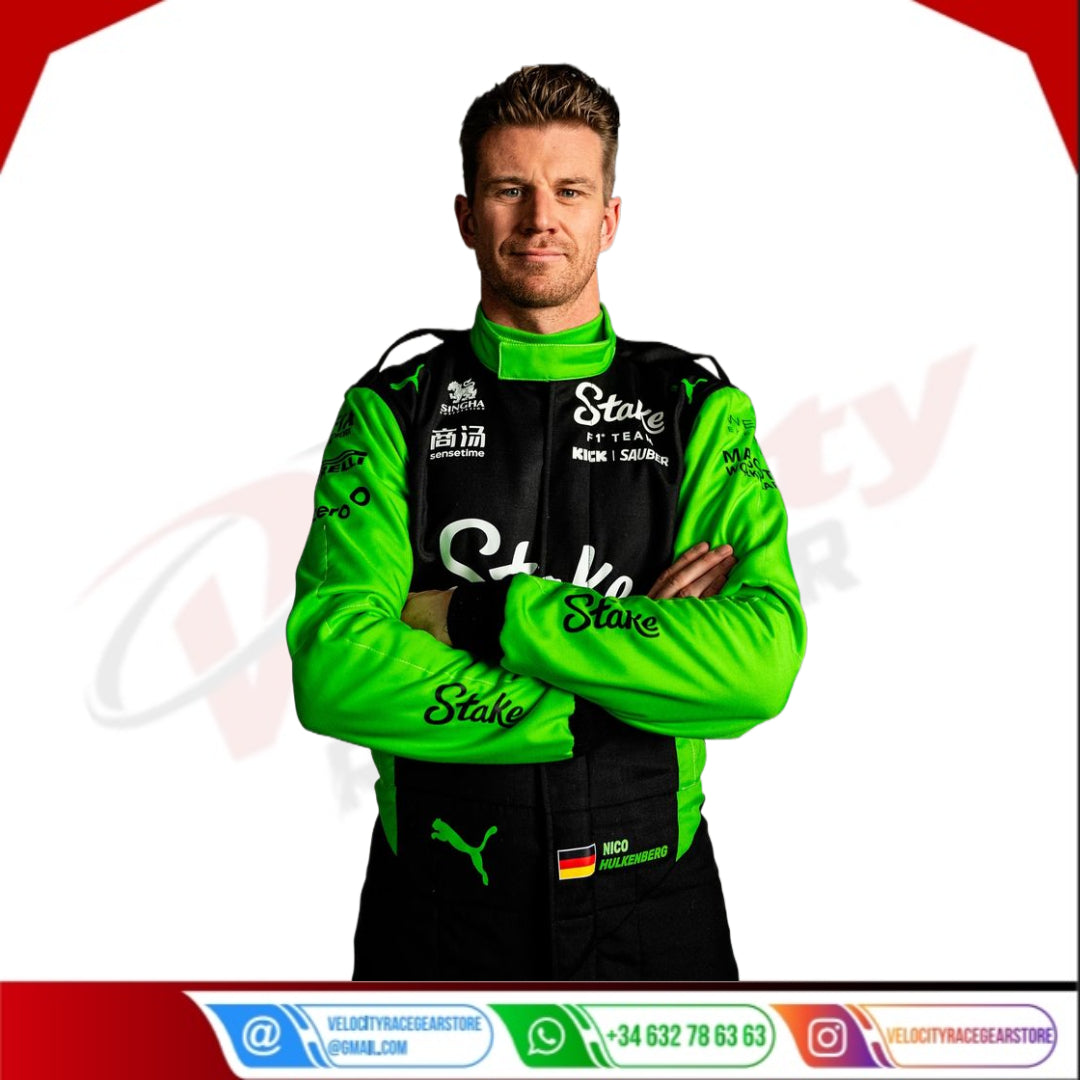 Nico Hülkenberg 2025 Stake F1 Team Replica Race Suit | FIA Level 2 Certified | Customizable Motorsport Suit for Germany, USA, UK, Australia | Premium Racing Gear for Hockenheim, Austin, Melbourne